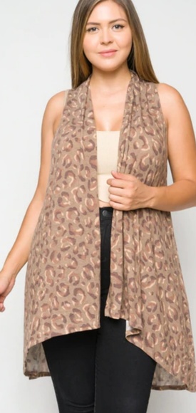 Plus - Animal Print Open Front Cardigan/Kimono - Picture 3 of 7